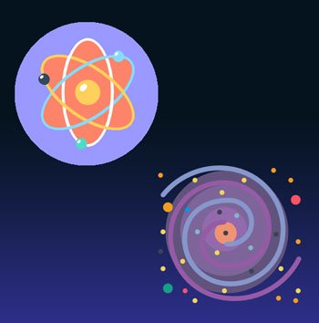 Atom and galaxy icons