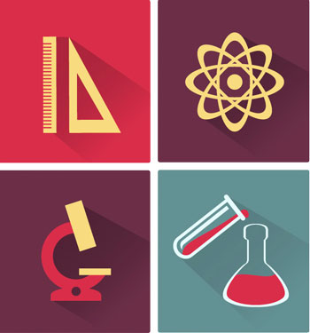 Icons representing maths and science